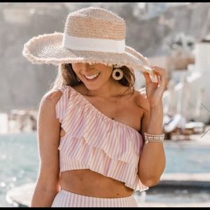 Pink Lily Ruffle Swim Top